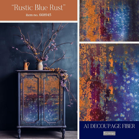 Rustic Blue Rust decoupage fiber paper