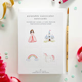 Fairytale paintable watercolor notecard set