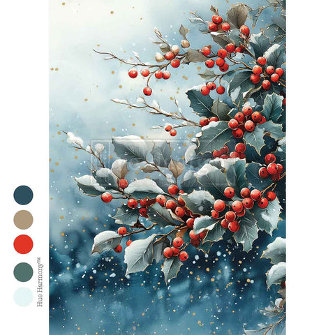 Frosted Boughs & Berries decoupage paper