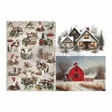 Cozy Country Christmas A3 Decoupage Fiber Pack