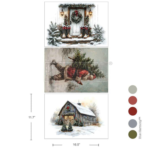 Santa's Woodland Stroll 3 pack decoupage paper
