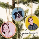 Plaid Wood Surface Wood Slick Ornaments 2.5" 4 Piece