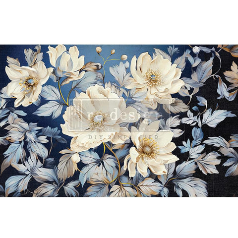 Cerulean Blooms I decoupage tissue paper