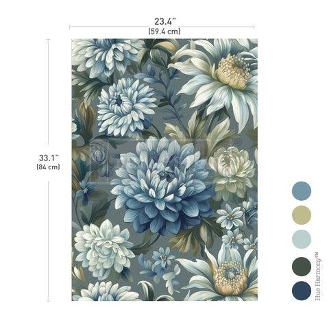 Mystic Blue Florals fiber paper