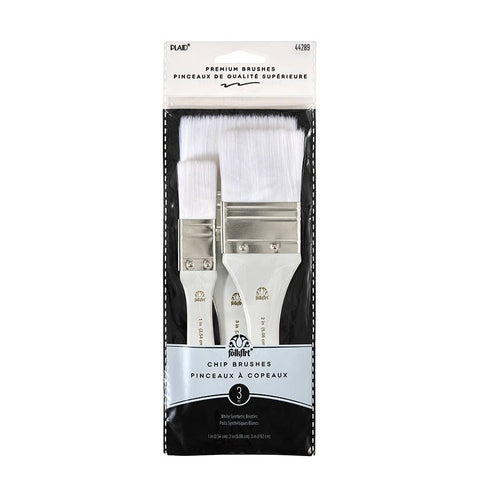 FolkArt White Nylon Chip Brush Set 3 Piece
