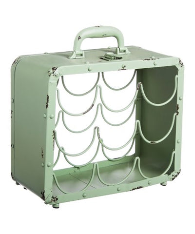 Green Metal Suitcase Wine Rack