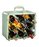 Green Metal Suitcase Wine Rack